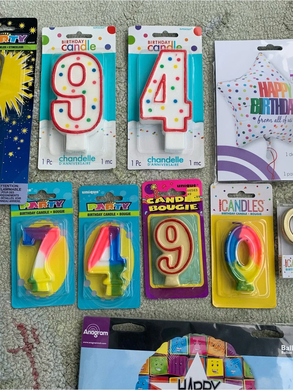 Huge lot of Birthday number candles and balloons